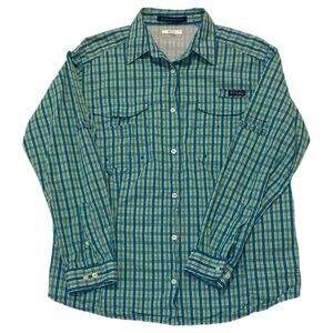 Columbia PFG Super Bonehead Fishing Shirt Outdoor women’s XL Blue Green Plaid